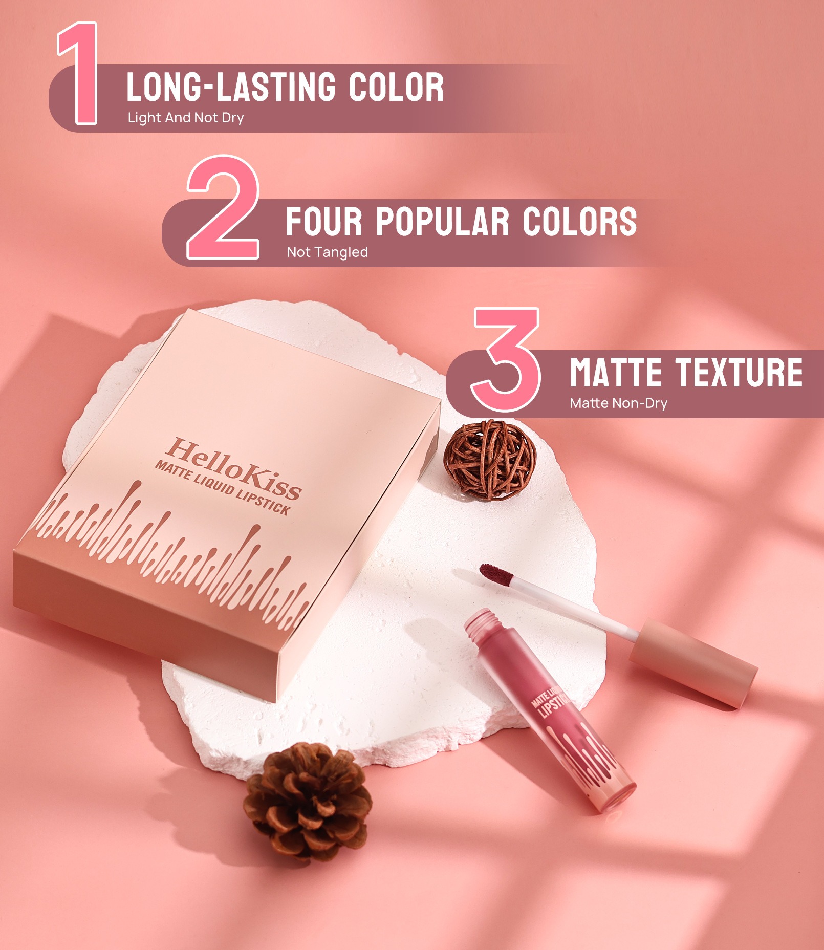 hellokiss 霧面液態唇釉四色套組(3.5gx4支)