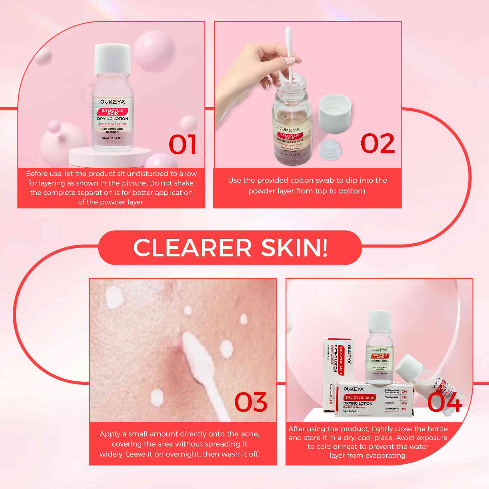 oukeya 2%水楊酸＋5%菸鹼醯胺戰痘小粉水 10ml/盒x3