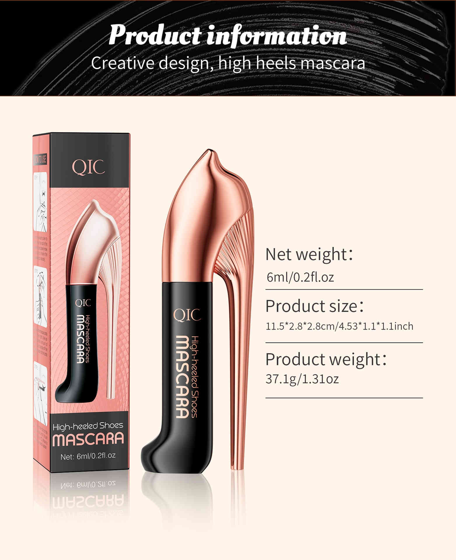 qic 高跟鞋3d防水雙效睫毛膏 6ml/盒