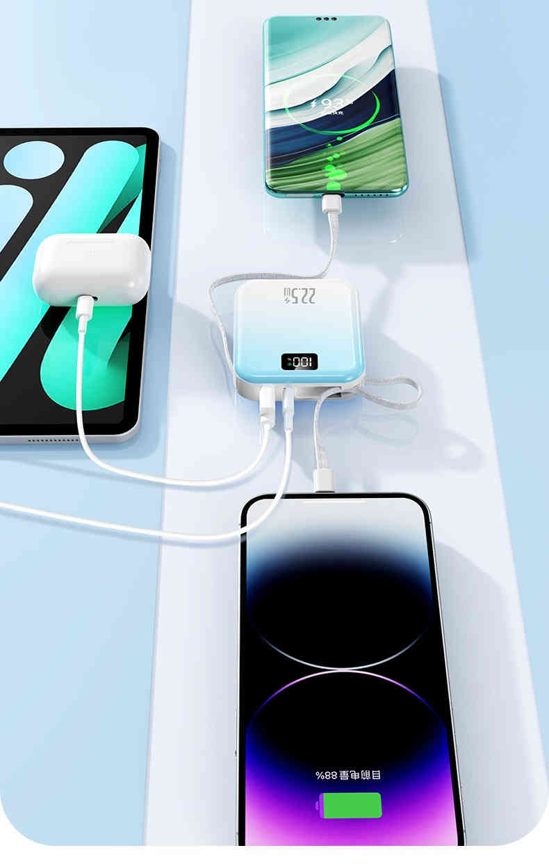 jurgen lange 22.5w超級快充漸層自帶線行動電源 10000mah