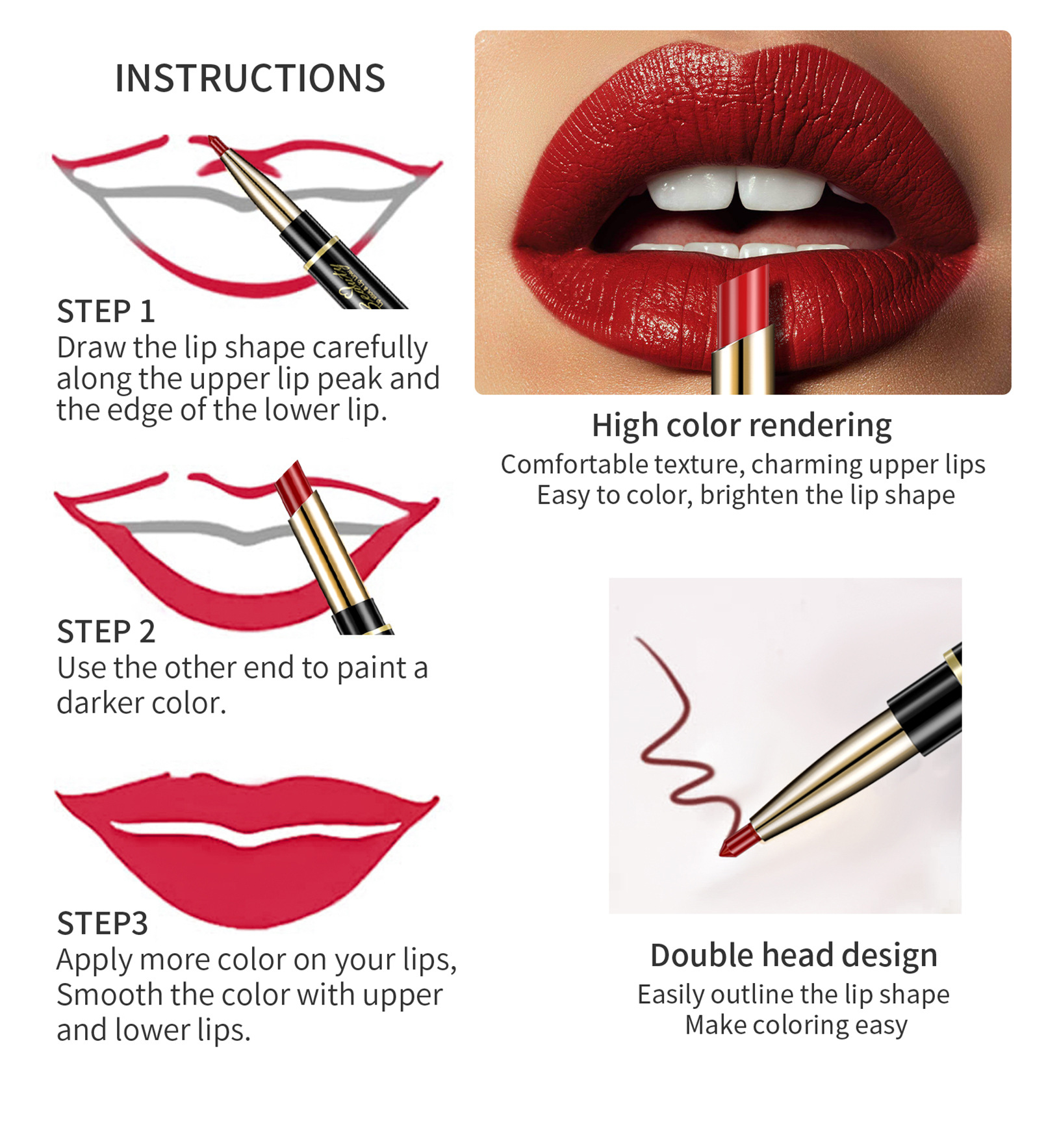 QIC 雙頭唇線唇膏筆 2g/支X4 qic 雙頭唇線唇膏筆 2g/支x4