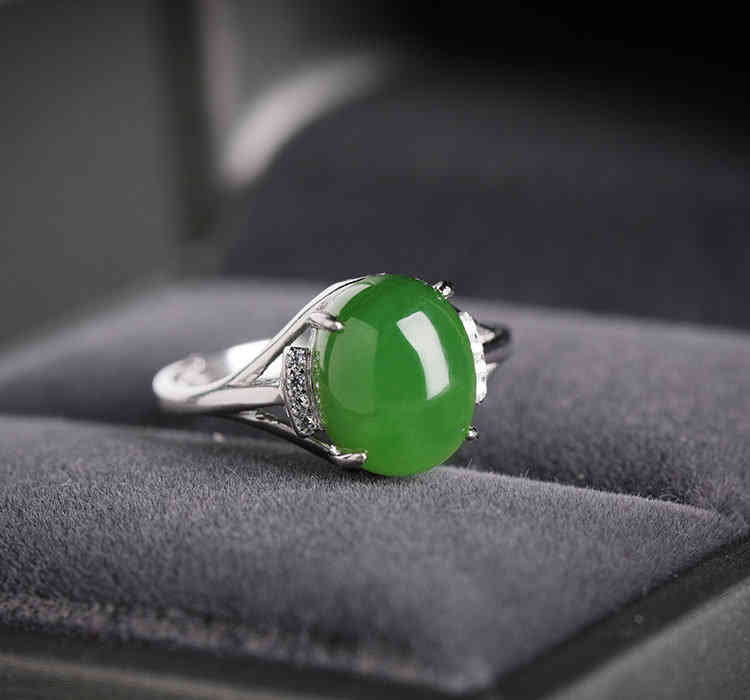 綠色和田玉椭圓可調節戒指 S925銀 (附鑑定證書) CUN00167 4