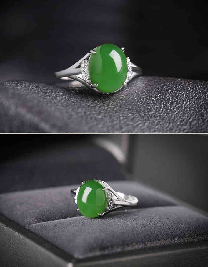 綠色和田玉椭圓可調節戒指 S925銀 (附鑑定證書) CUN00167 6