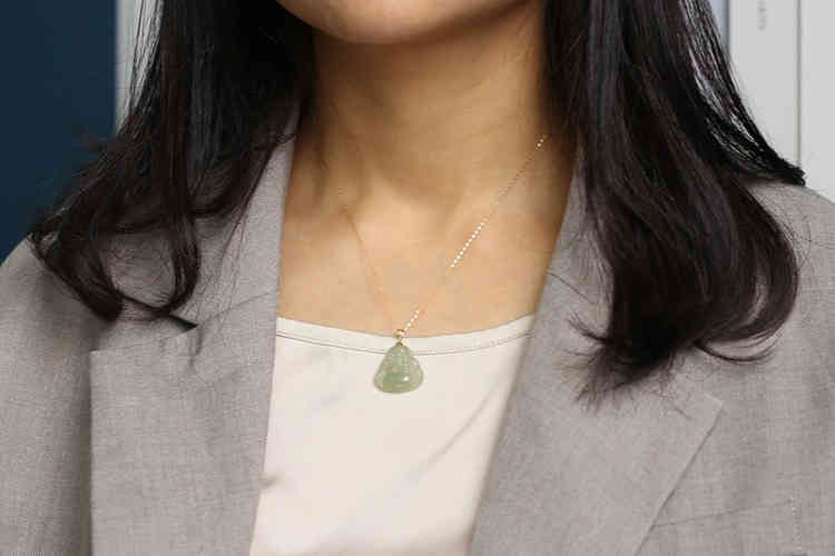 和田玉笑佛吊墜項鍊 Au750金頭(附鑑定證書) CUN00174 7