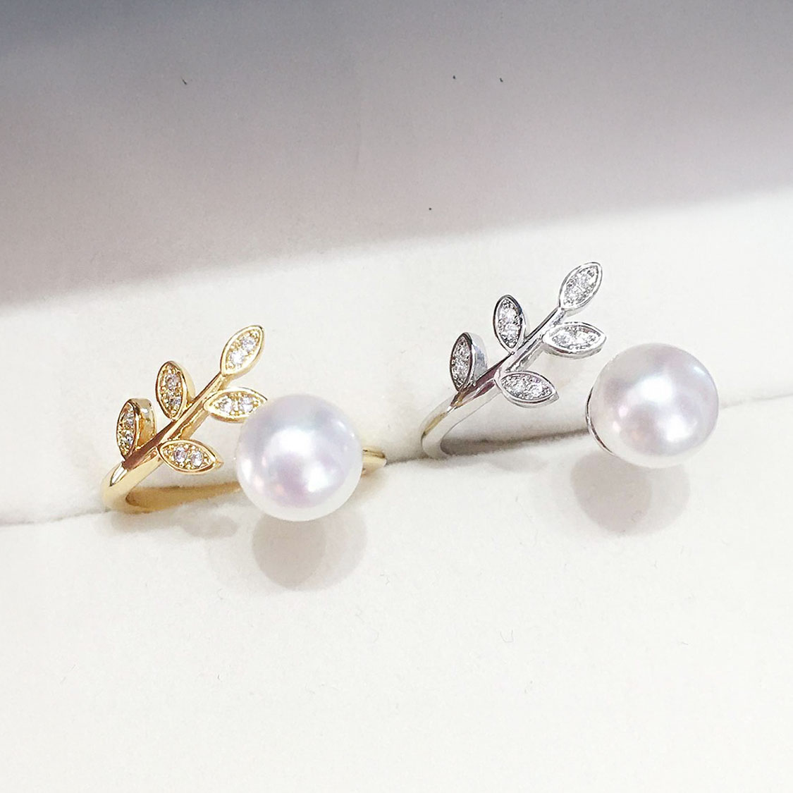 淡水珍珠鋯石枝葉開口戒指 CUN00181 Banner2