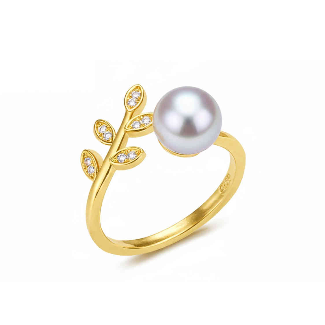 淡水珍珠鋯石枝葉開口戒指 CUN00181 Banner5