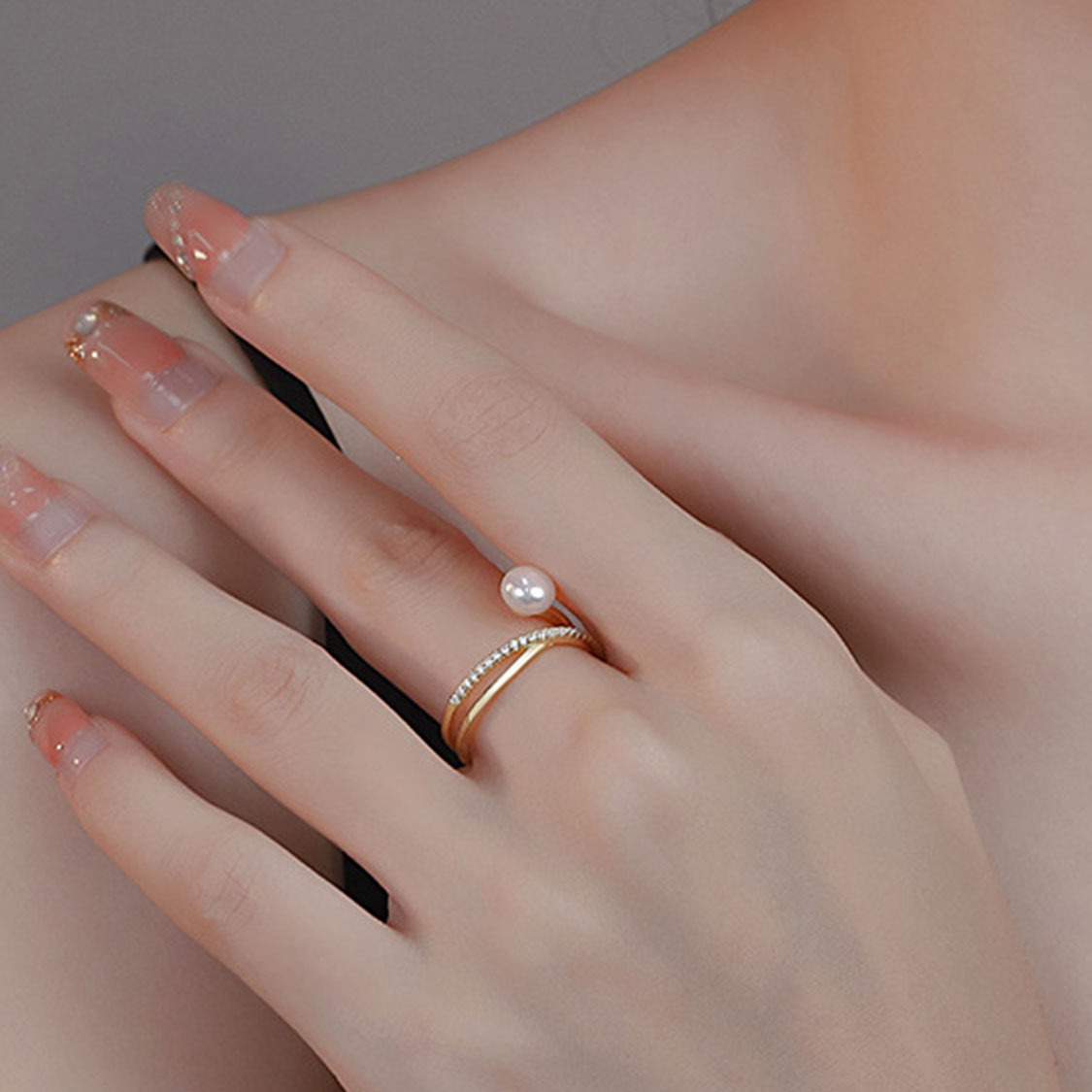 925銀淡水珍珠鋯石開口戒指 CUN00184 Banner3