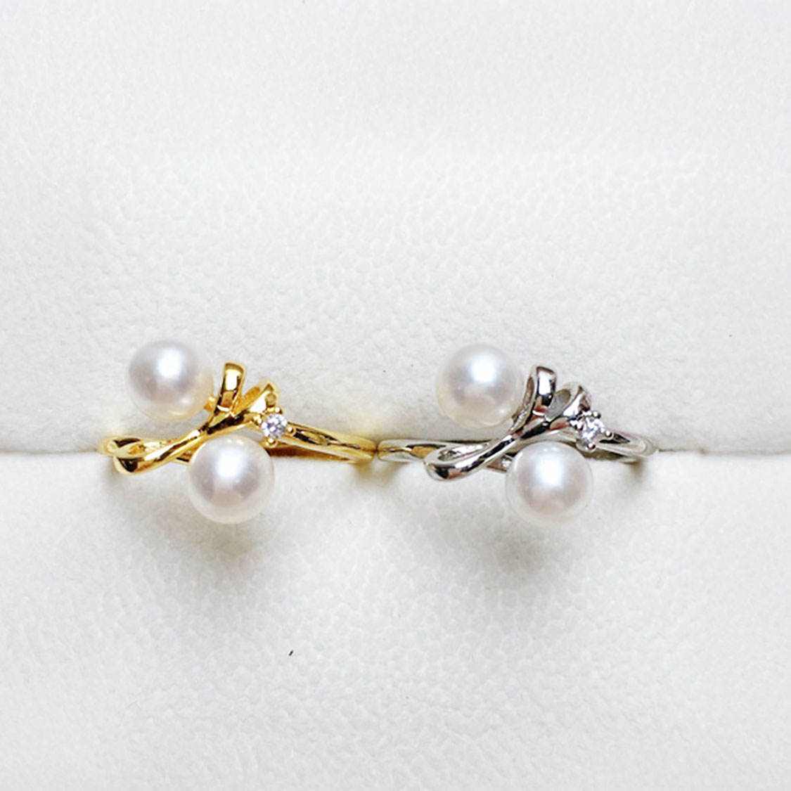 雙珠淡水珍珠配鋯石開口戒指 CUN00186 Banner2