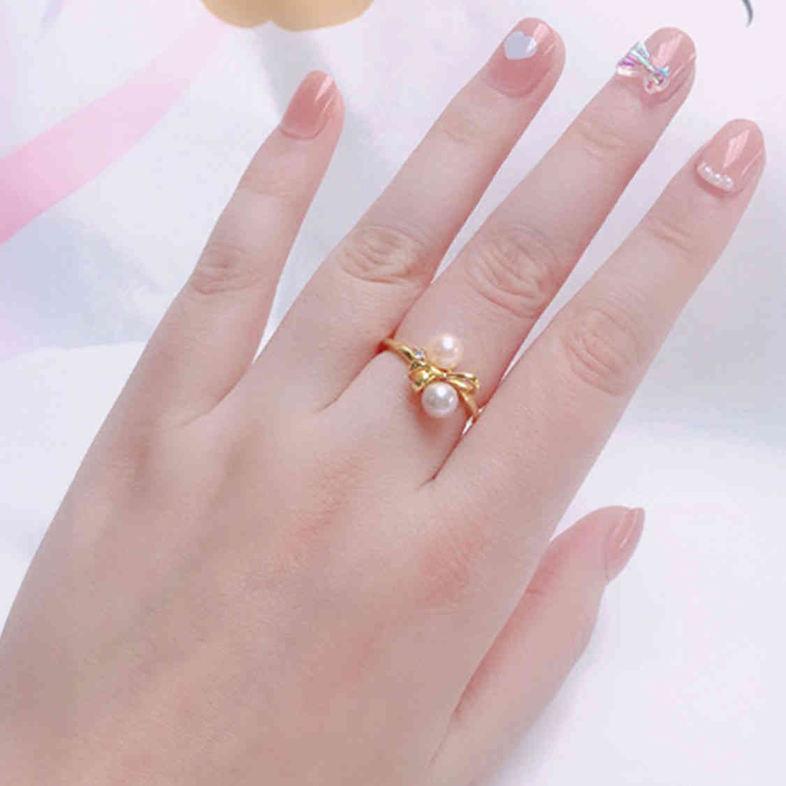 雙珠淡水珍珠配鋯石開口戒指 CUN00186 Banner5