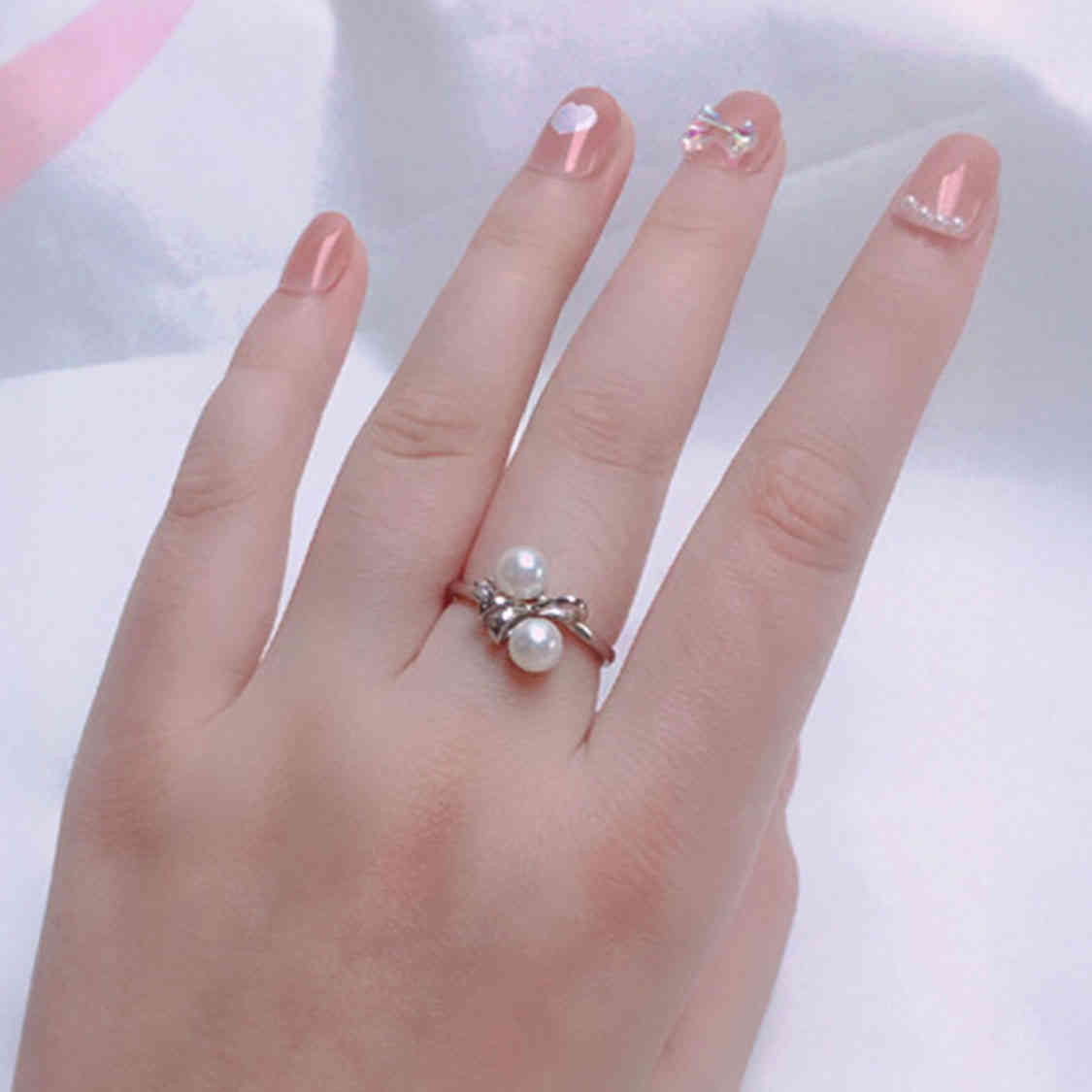 雙珠淡水珍珠配鋯石開口戒指 CUN00186 Banner6