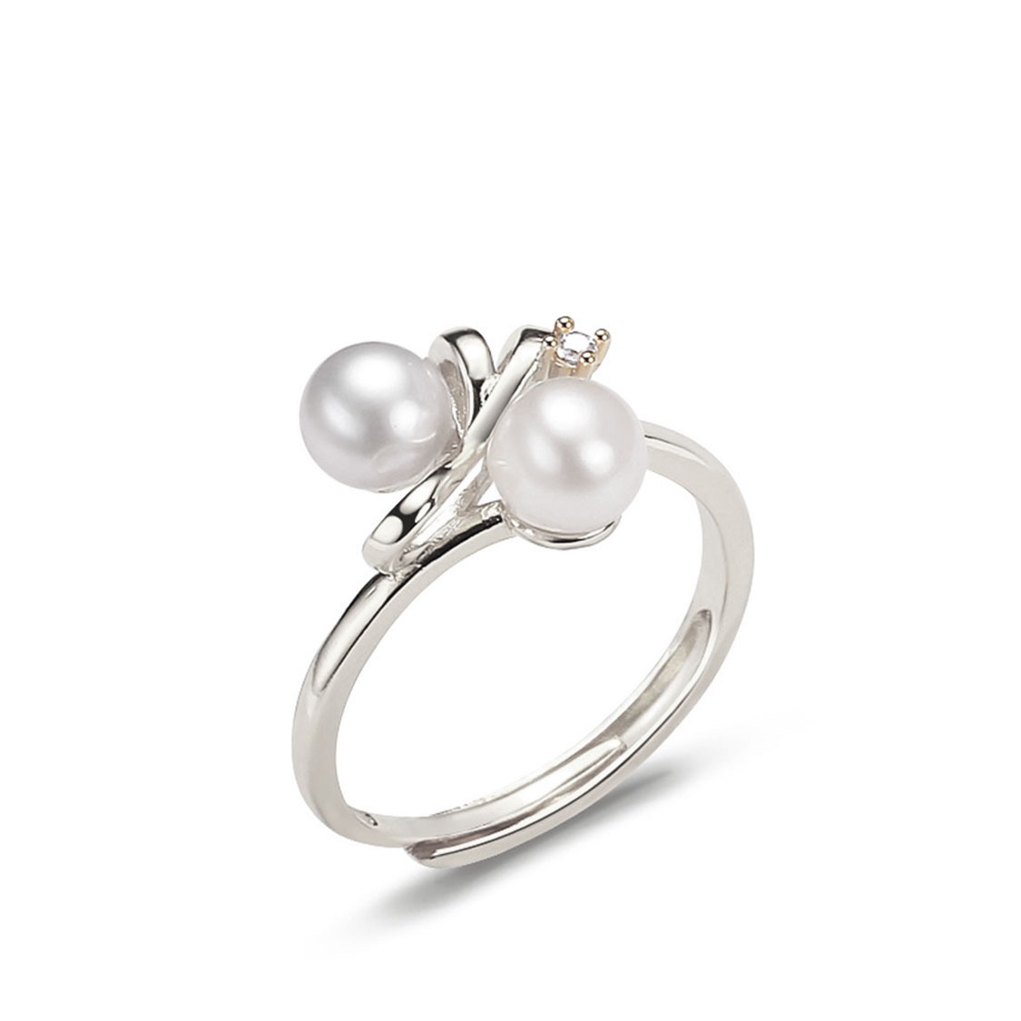雙珠淡水珍珠配鋯石開口戒指 CUN00186 Banner7