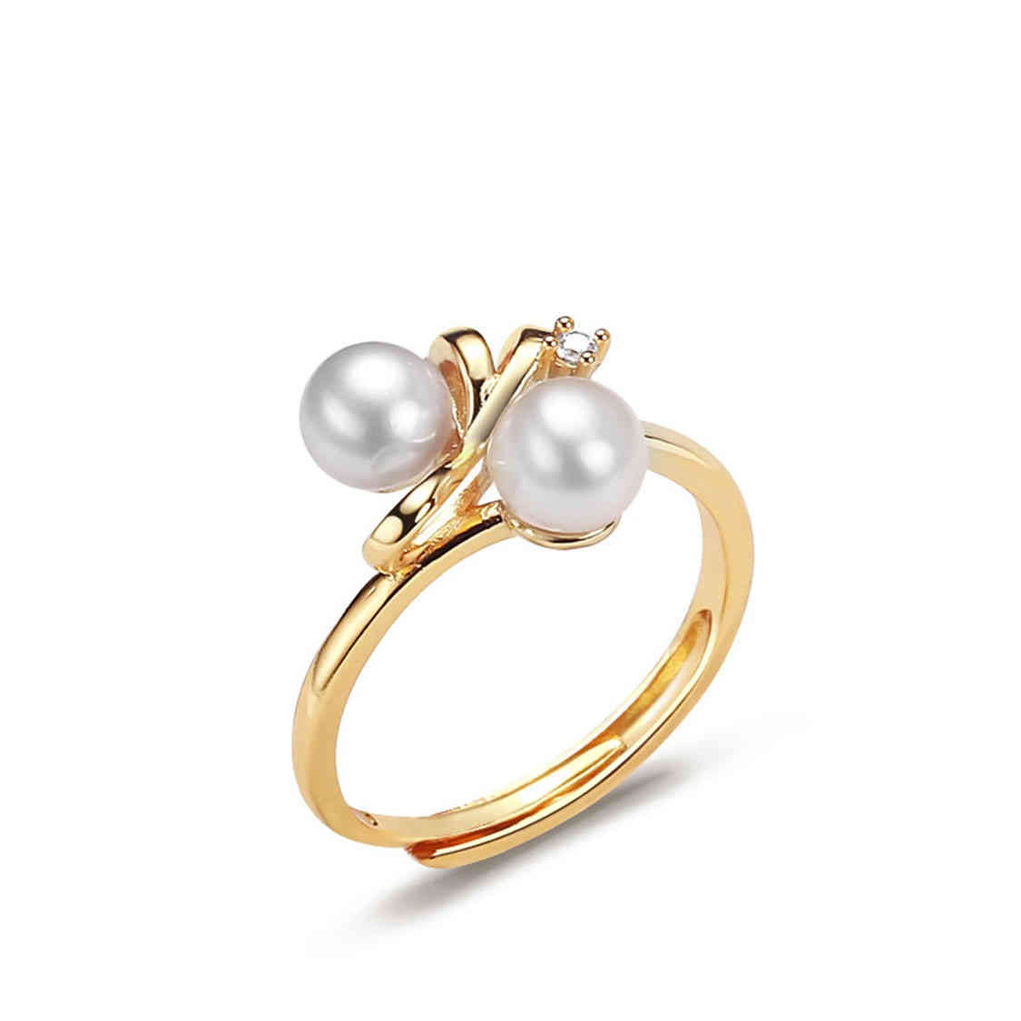 雙珠淡水珍珠配鋯石開口戒指 CUN00186 Banner8
