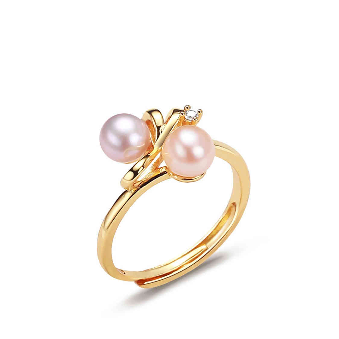 雙珠淡水珍珠配鋯石開口戒指 CUN00186 Banner9