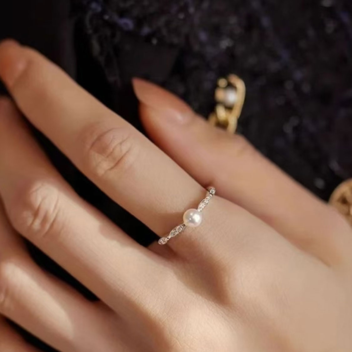 S925銀淡水珍珠葉語開口戒指 CUN00187 Banner4