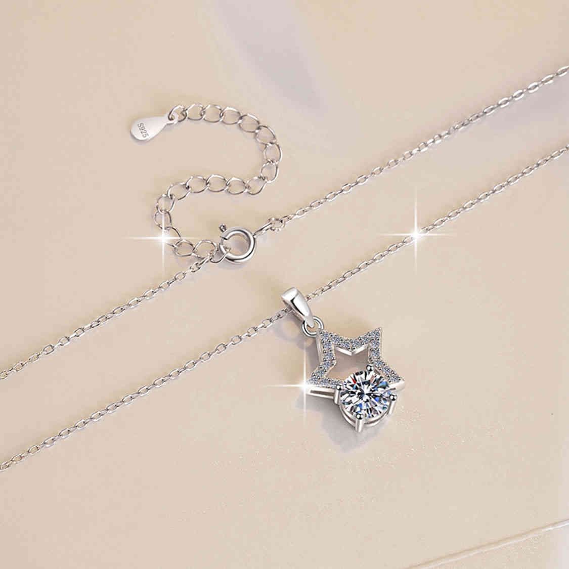 925純銀1克拉莫桑石五角星吊墜項鍊 MSNNK0034 Banner4