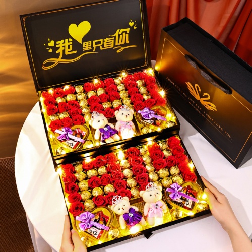 玫瑰花雙層天鵝巧克力禮盒