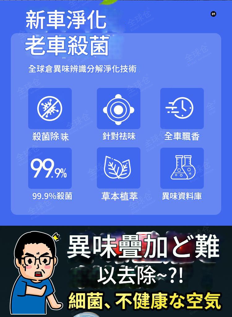 車內空氣救星銀離子除臭殺菌劑