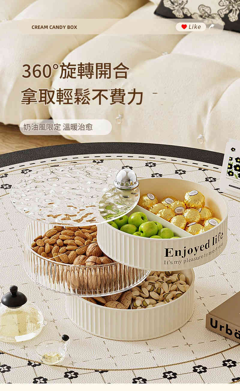 輕奢奶油風旋轉式多層收納盒