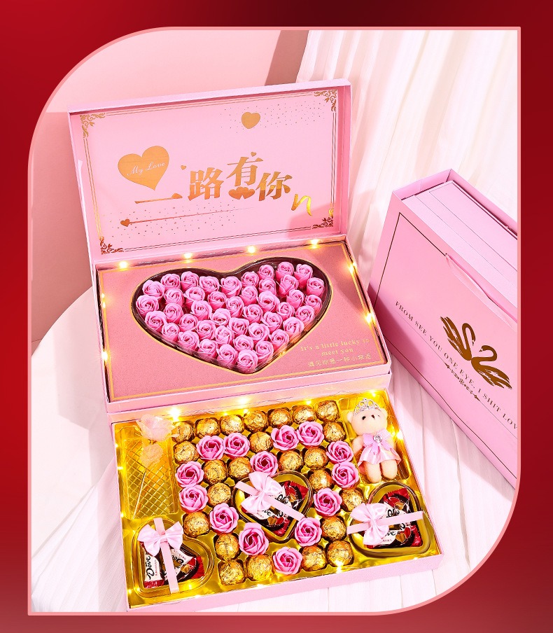 玫瑰花雙層天鵝巧克力禮盒