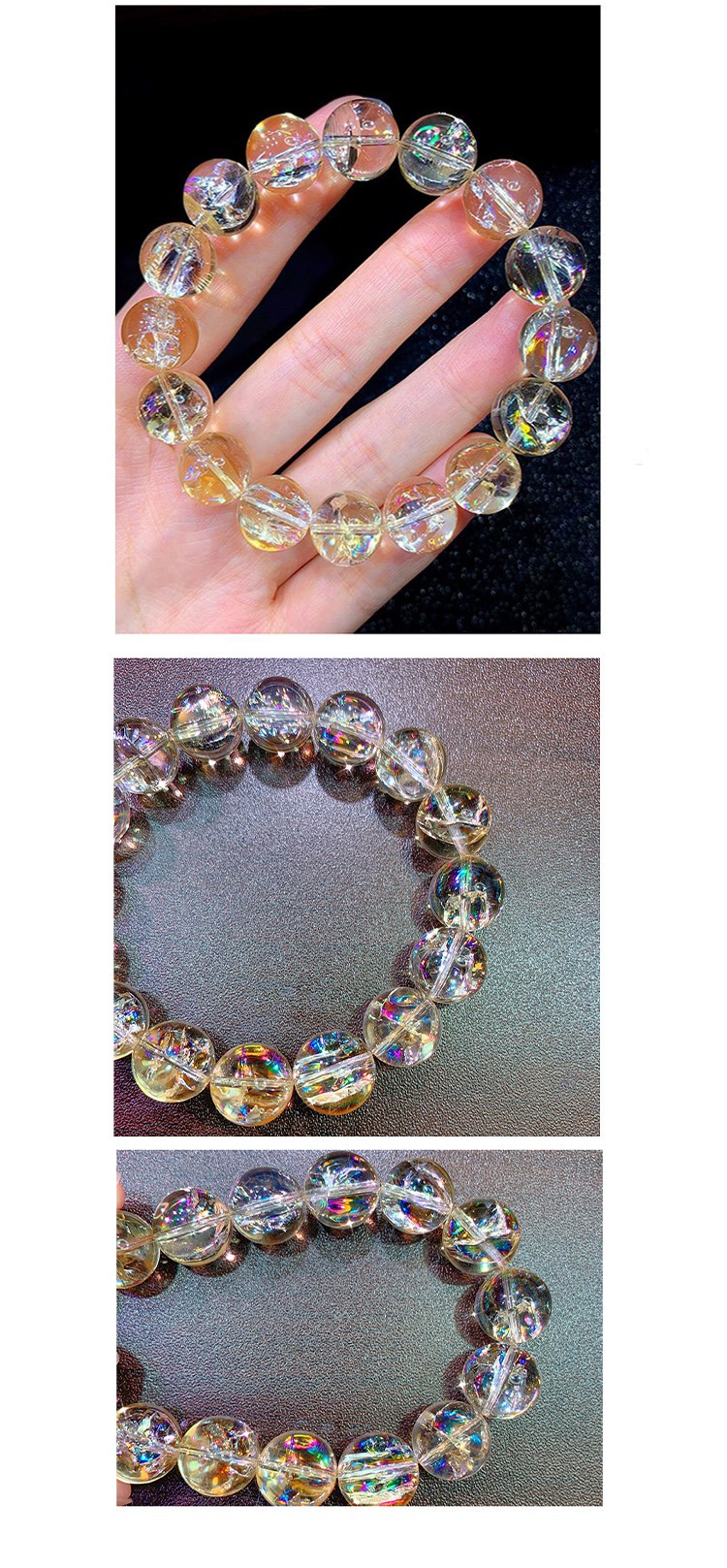 彩虹喜馬拉雅白水晶天然水晶手鏈