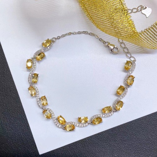s925銀鑲嵌天然黃水晶手鍊