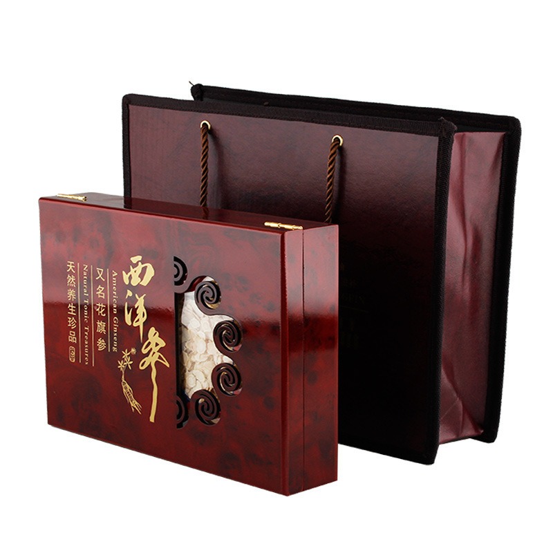 新春高檔禮盒切片花旗蔘100克實木禮盒包裝 新春高檔禮盒切片花旗蔘100克實木禮盒包裝