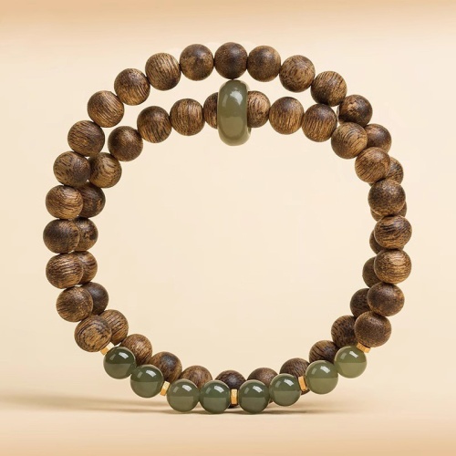 棋楠沉香和田青玉手鍊