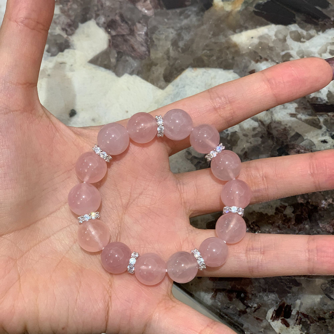 粉醉浮金天然馬達加斯加粉晶手鏈