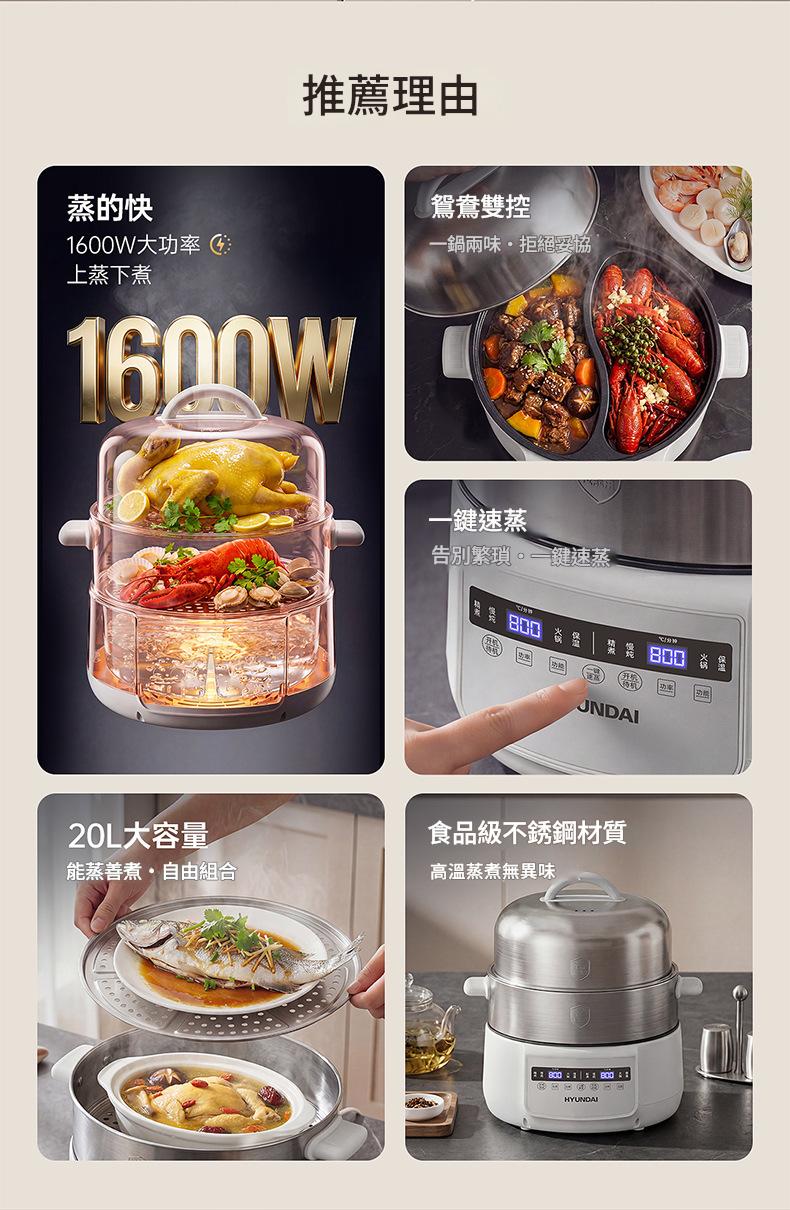 大容量hyundai現代多用電蒸鍋