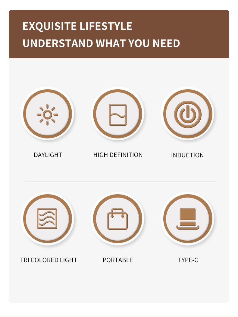 led三色光源補光美妝鏡