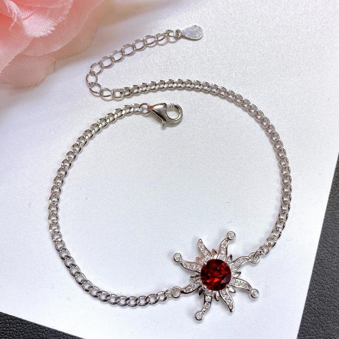 s925銀鑲嵌天然石榴石手鍊