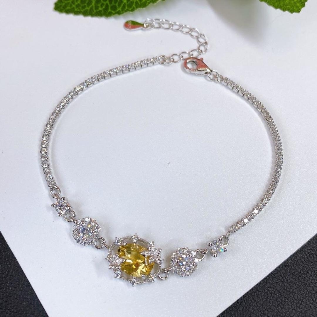 s925銀鑲嵌天然黃水晶手鍊