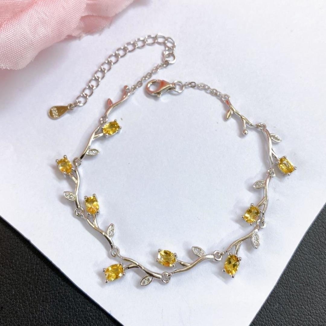 s925銀鑲嵌天然黃水晶手鍊