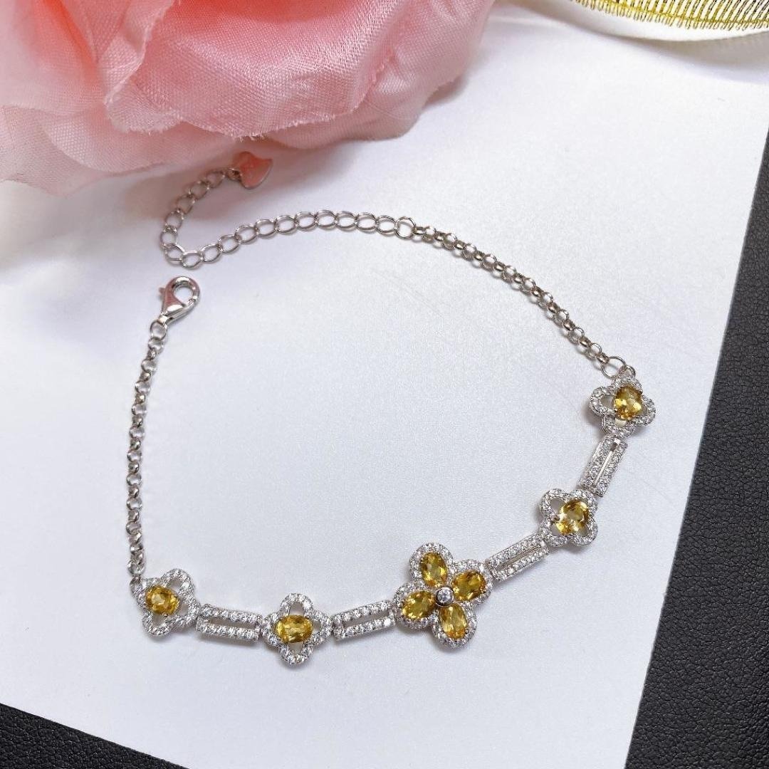 s925銀鑲嵌天然黃水晶手鍊