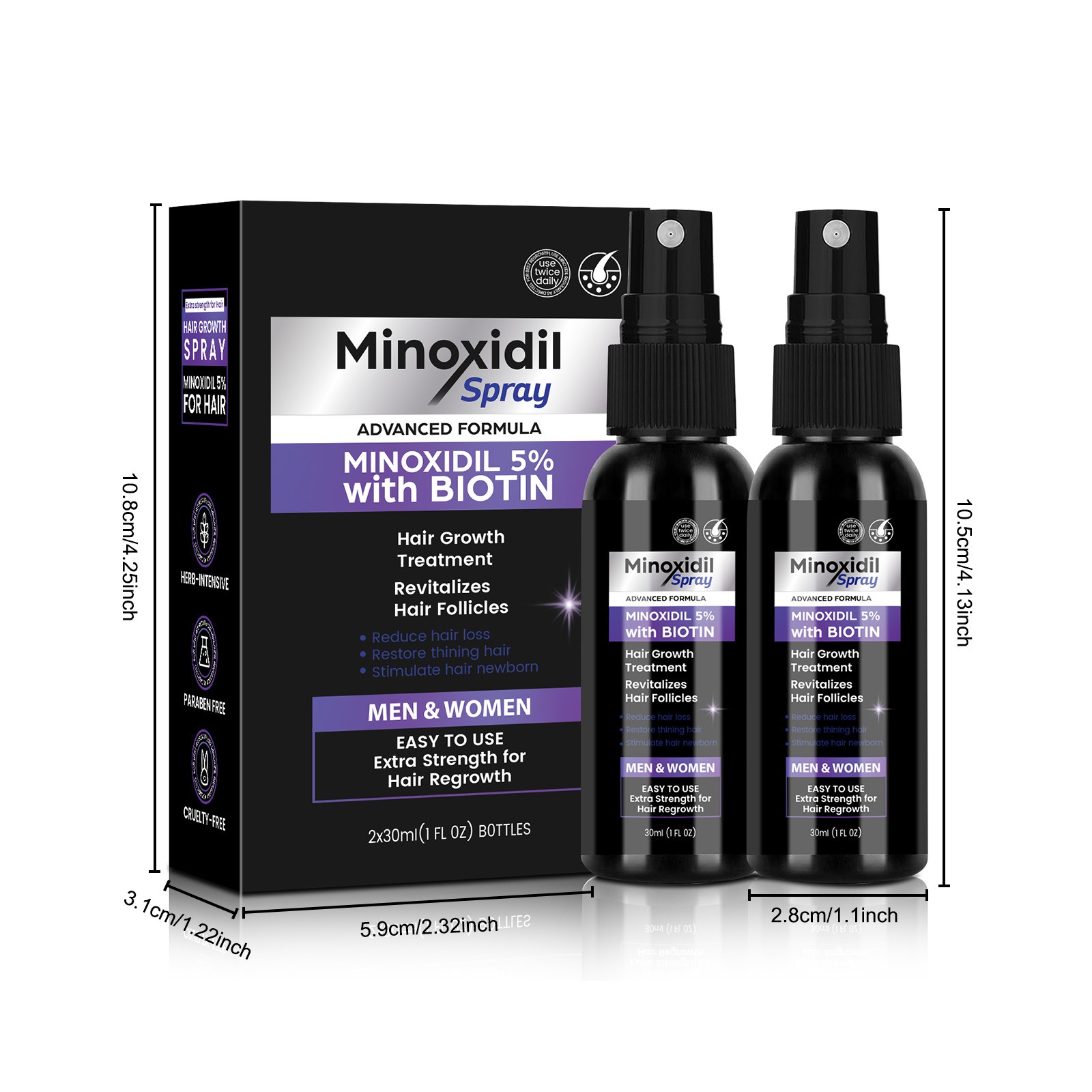 5%米諾地爾+生物素專業級生髮噴霧30ml/瓶x2