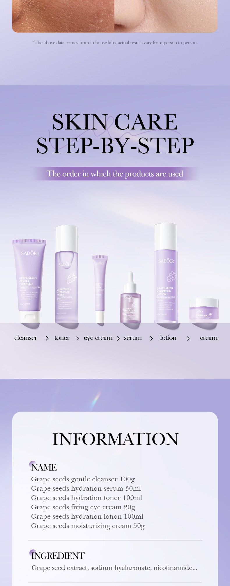 sadoer葡萄籽抗氧修護六件套