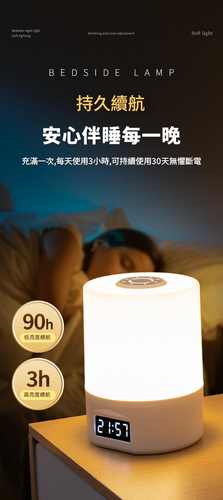 led時間顯示+電量屏智能觸控床頭夜燈