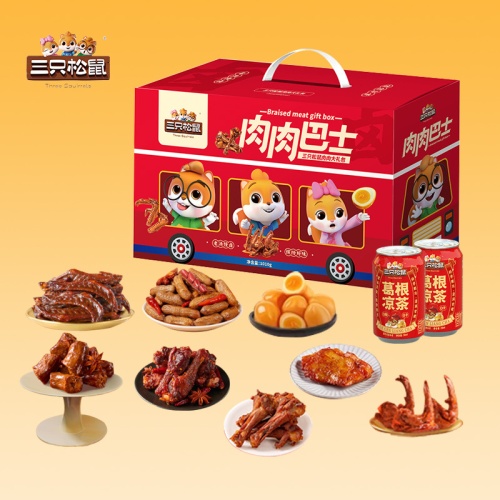 [三隻松鼠] 肉肉巴士滷味大禮包 1010g/盒 多福多肉 吉運款1320g/福瑞款1566g