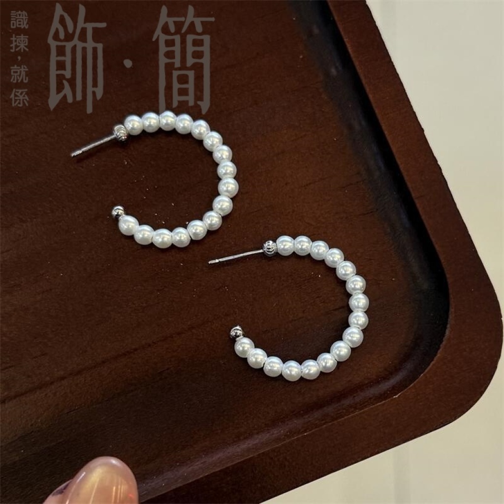 s925銀 小米淡水珍珠耳圈