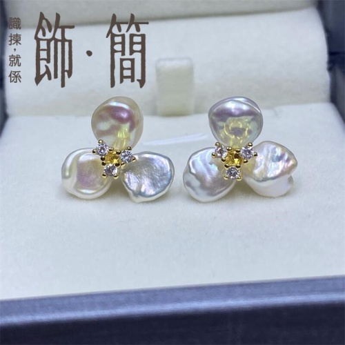 s925銀 巴羅克花蕾淡水珍珠耳釘