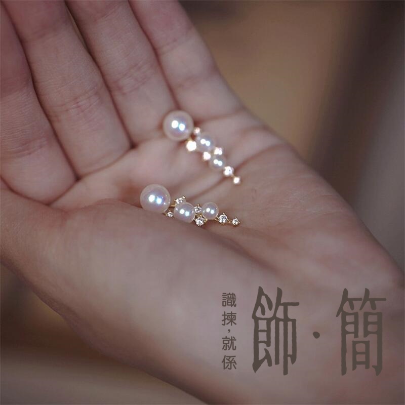 925純銀 滿天星辰淡水珍珠耳釘 925純銀 滿天星辰淡水珍珠耳釘