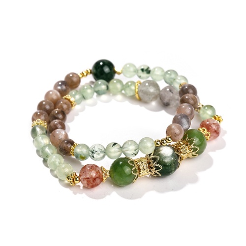 天然黃膠花岫玉葡萄石黃水晶手鏈