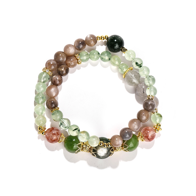 天然黃膠花岫玉葡萄石黃水晶手鏈 天然黃膠花岫玉葡萄石黃水晶手鏈