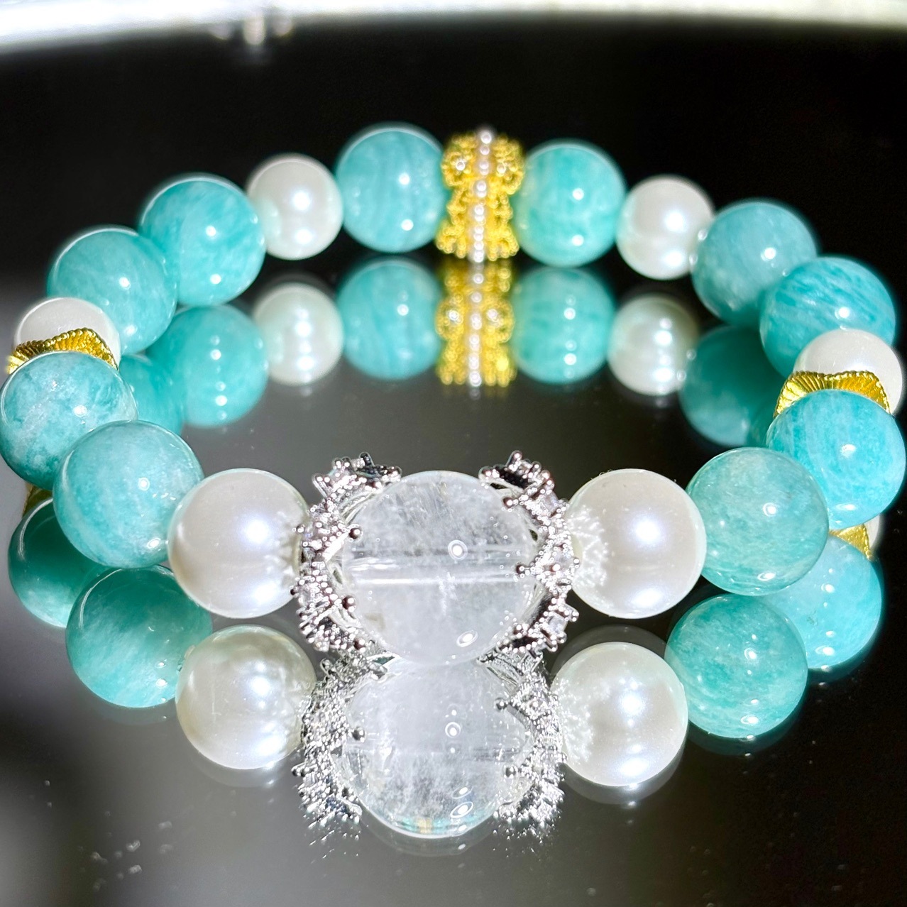 海藍寶珠×白珍珠皇冠手鏈 auto draft