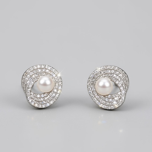 925純銀星河漩渦淡水珍珠耳環