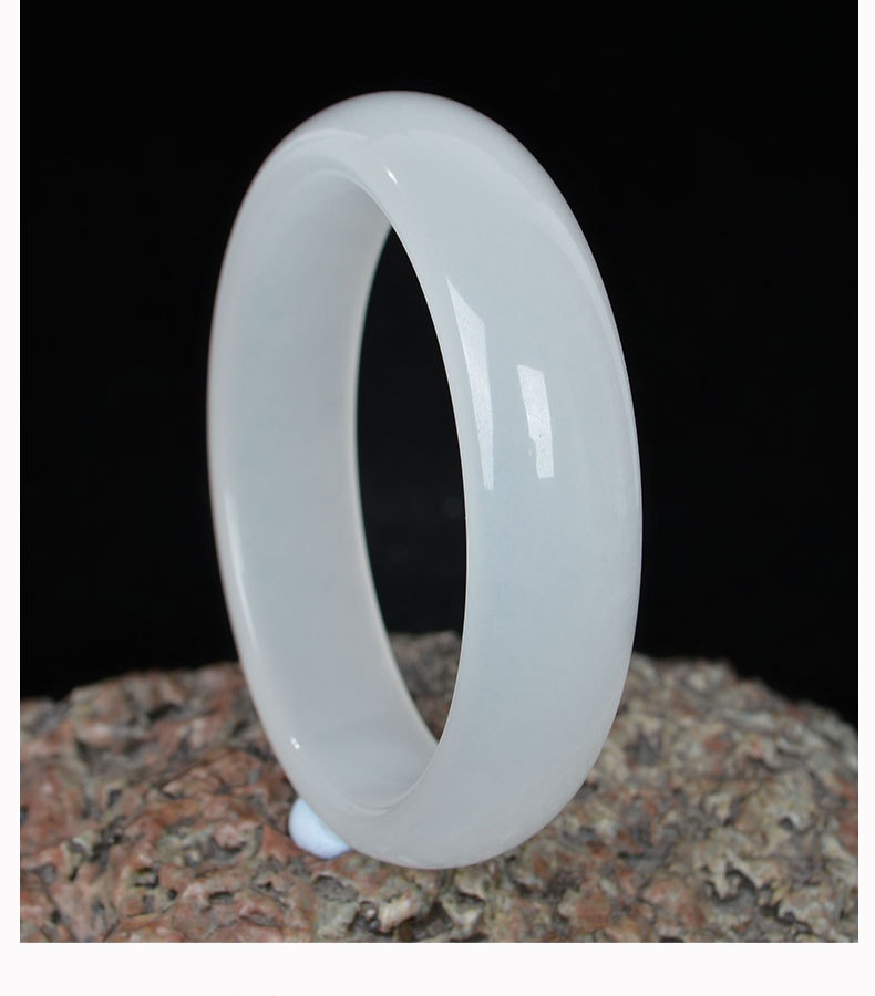 【新疆戈壁白玉】高冰透金絲玉手鐲 新款油潤細膩