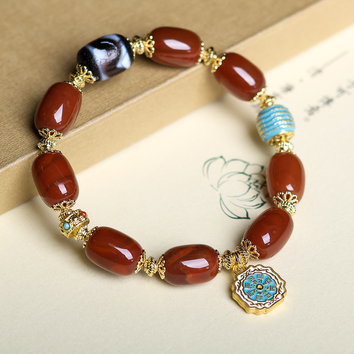 南紅瑪瑙桶珠手鍊