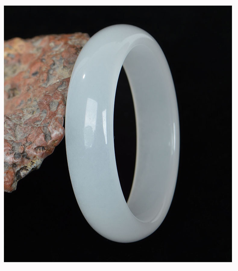 【新疆戈壁白玉】高冰透金絲玉手鐲 新款油潤細膩