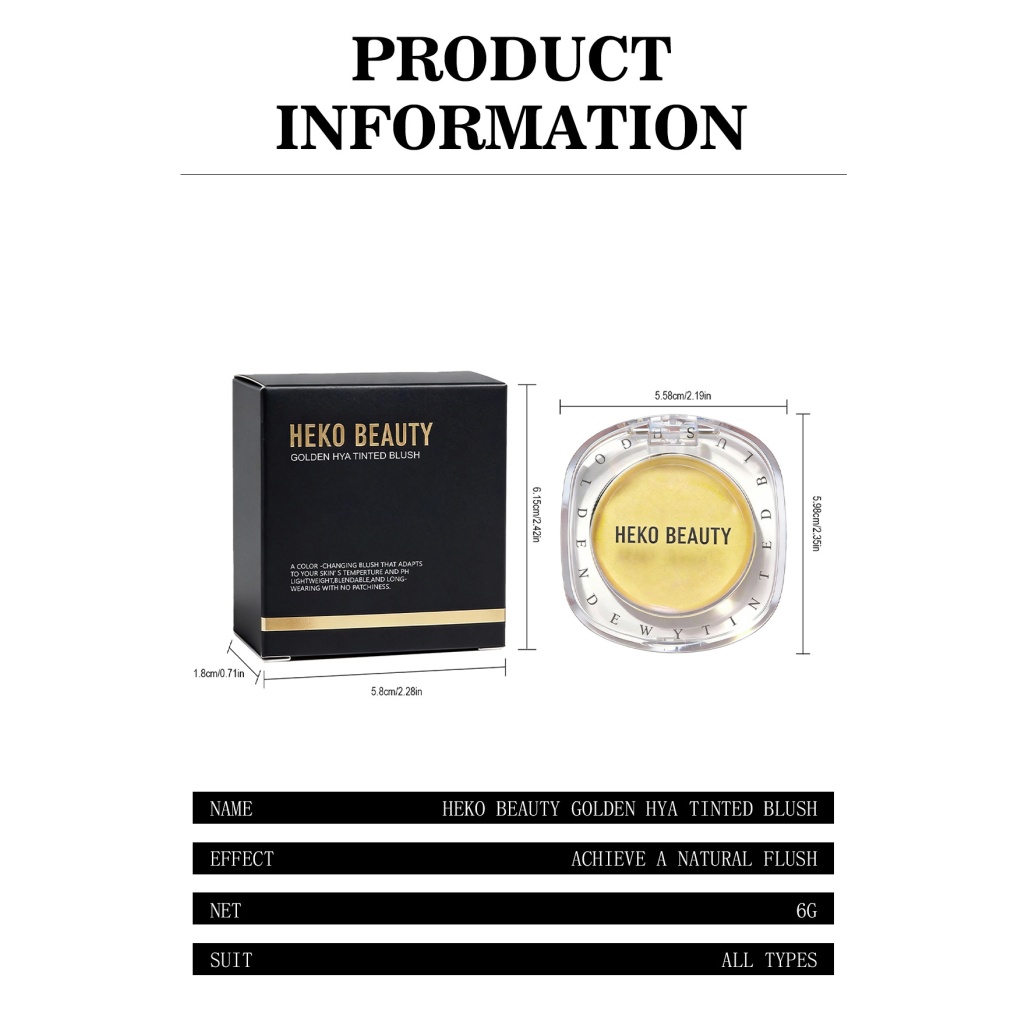 HEKOBEAUTY 金色變色腮紅 感溫變色 多用腮紅 自然提亮 6g X3 auto draft