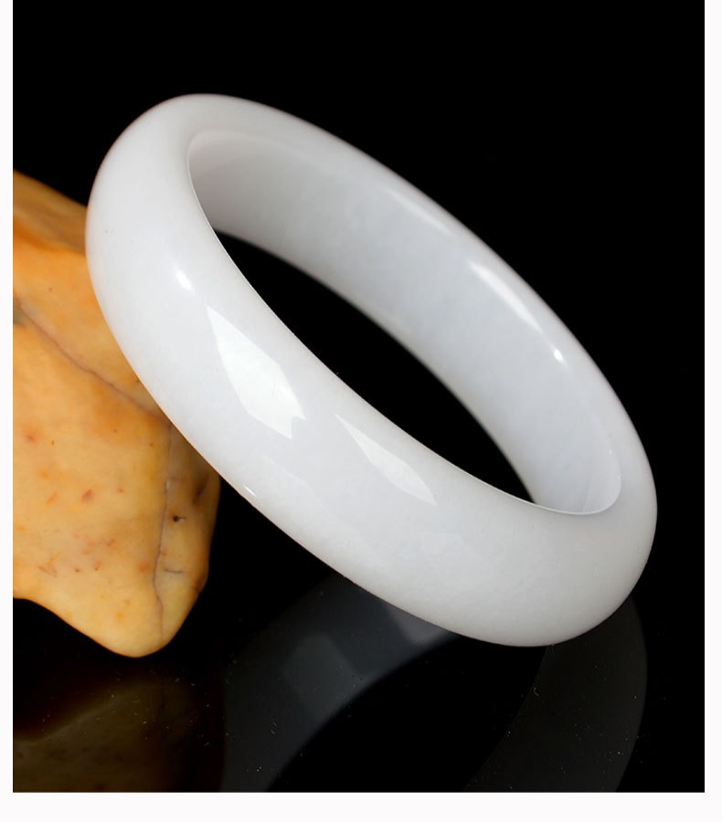 【新疆戈壁白玉】高冰透金絲玉手鐲 新款油潤細膩